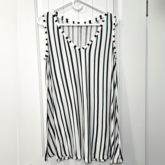 Lane Bryant Tops - Lane Bryant Plus Size 18/20 - Striped Sleeveless Top - Black, White, Teal